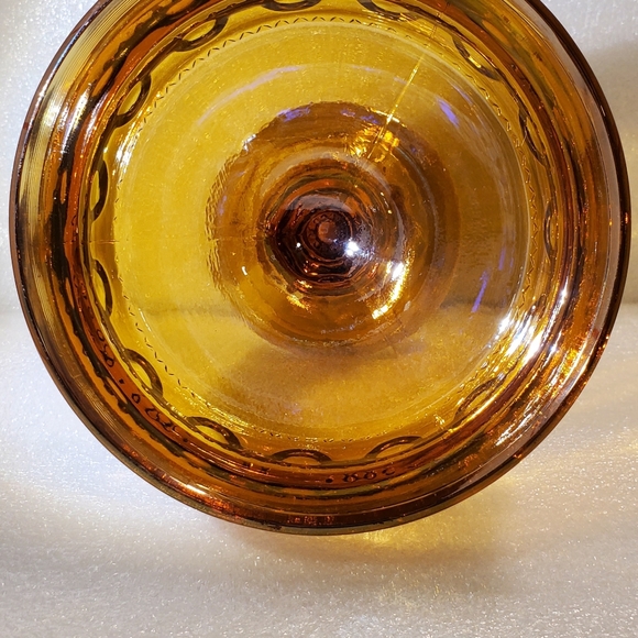 Vintage Indiana Marigold/Amber Carnival Glass Candy Dish Compote King's Crown - Picture 3 of 6